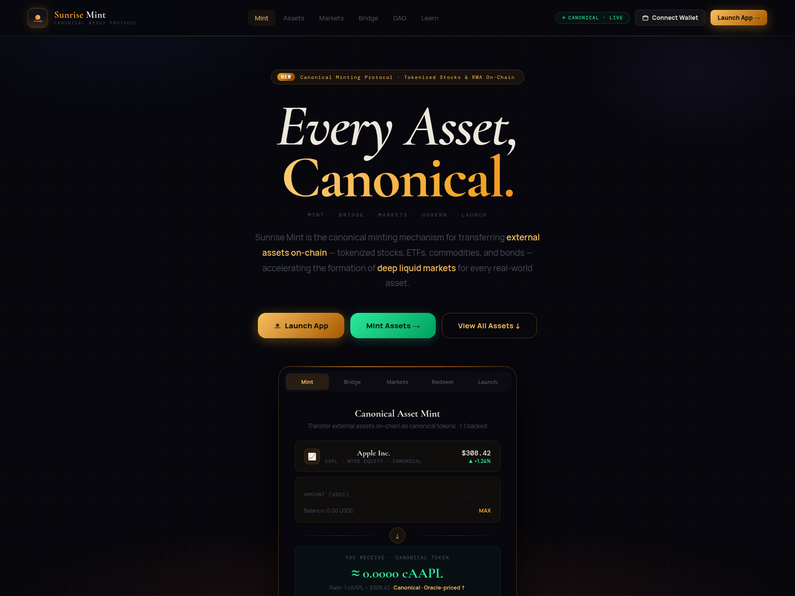 Screenshot of sunrise-mint.org