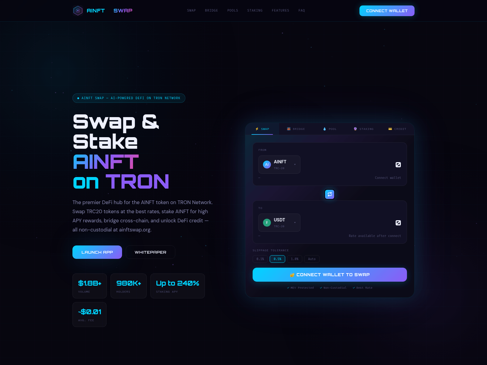 Screenshot of ainftswap.org