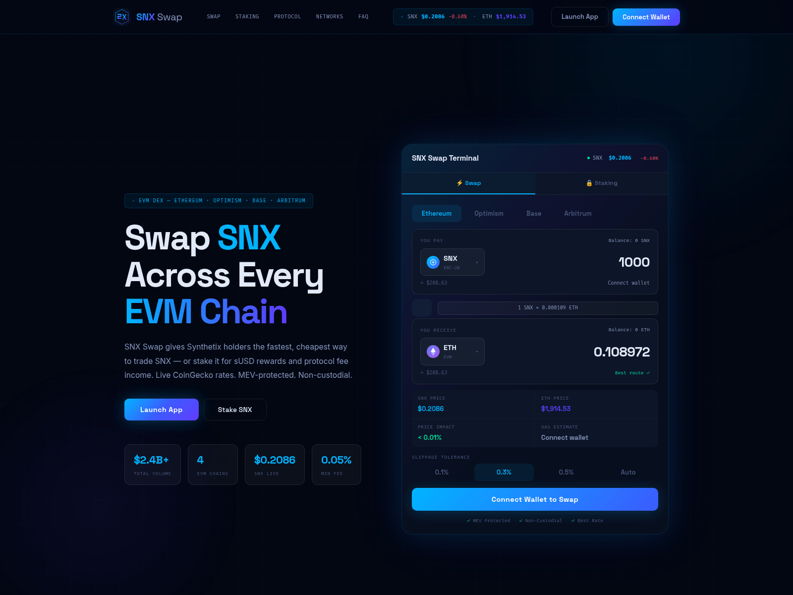 Screenshot of snx-swap.com
