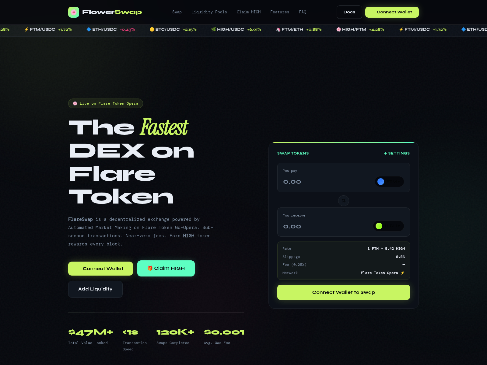 Screenshot of flareswap.fun