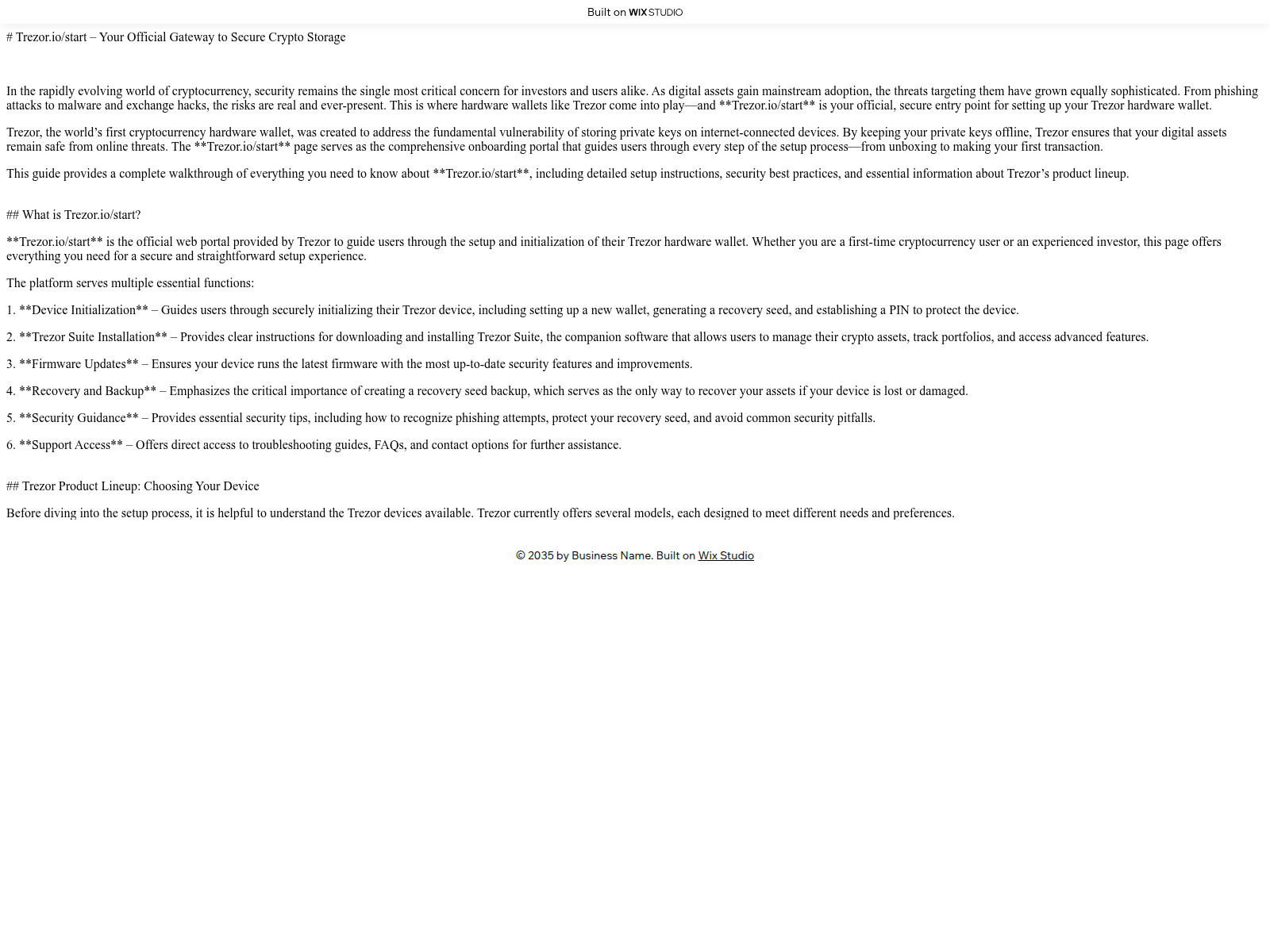 Screenshot of home-trexorio.wixstudio.com