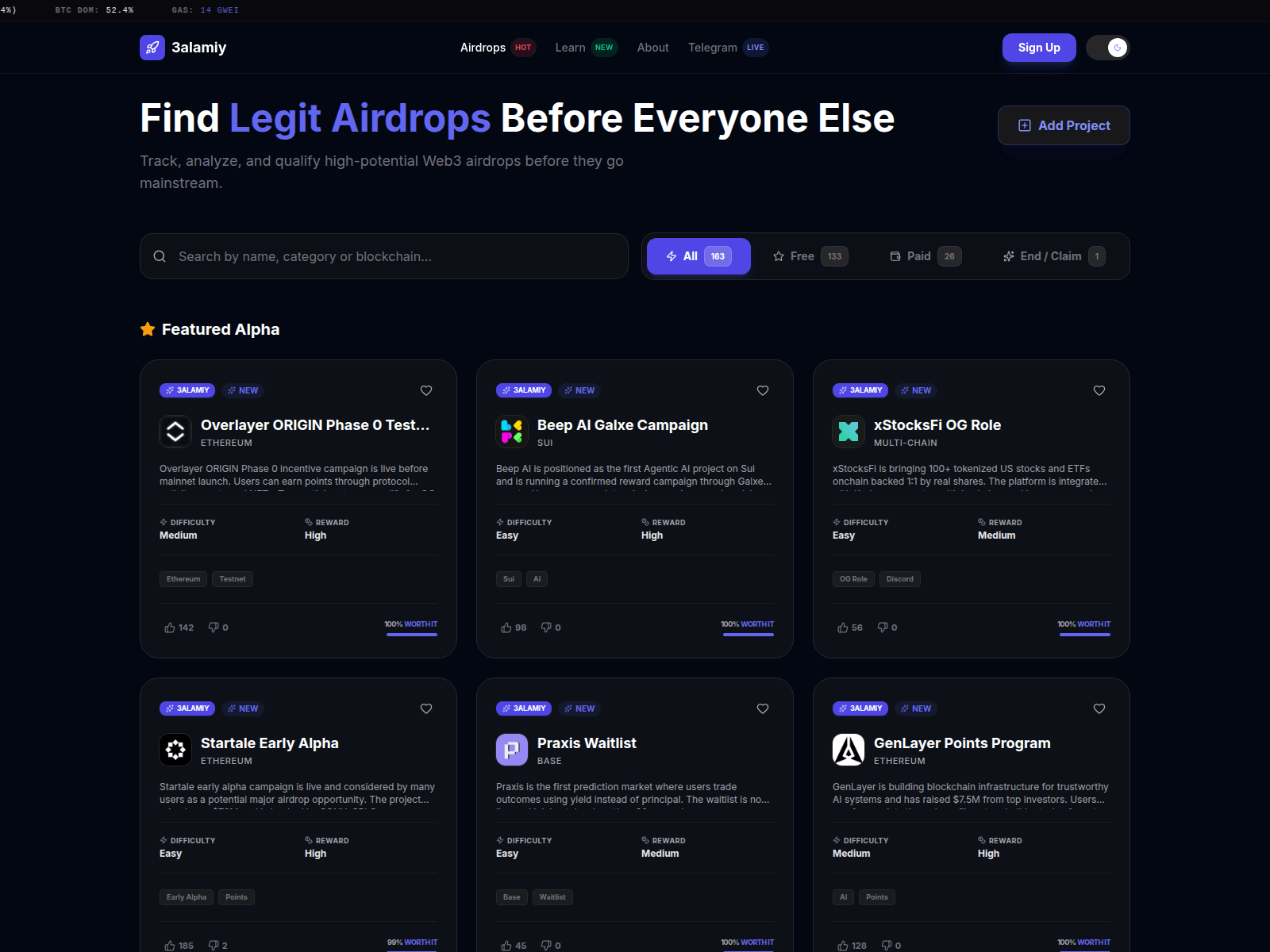Screenshot of airdrop-tracker-6fj.pages.dev