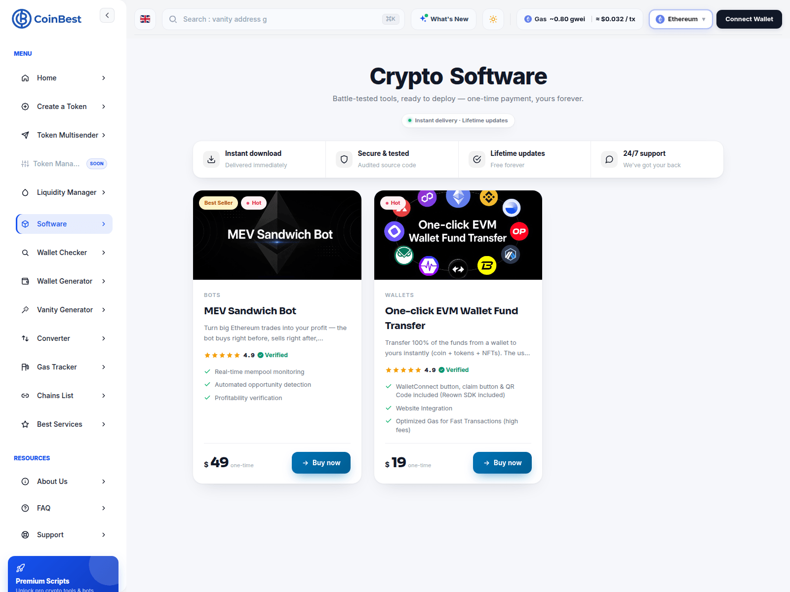 Screenshot of coinbest.app