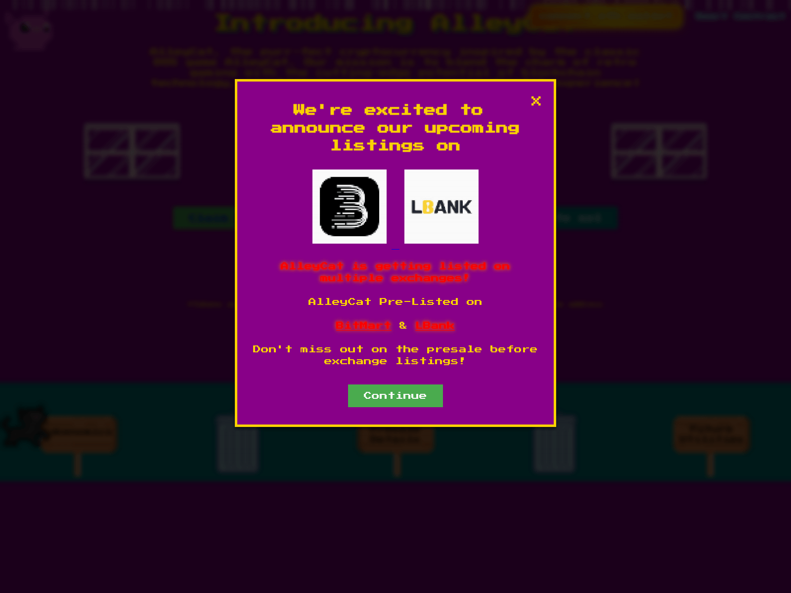 Screenshot of alleycatreward.pages.dev
