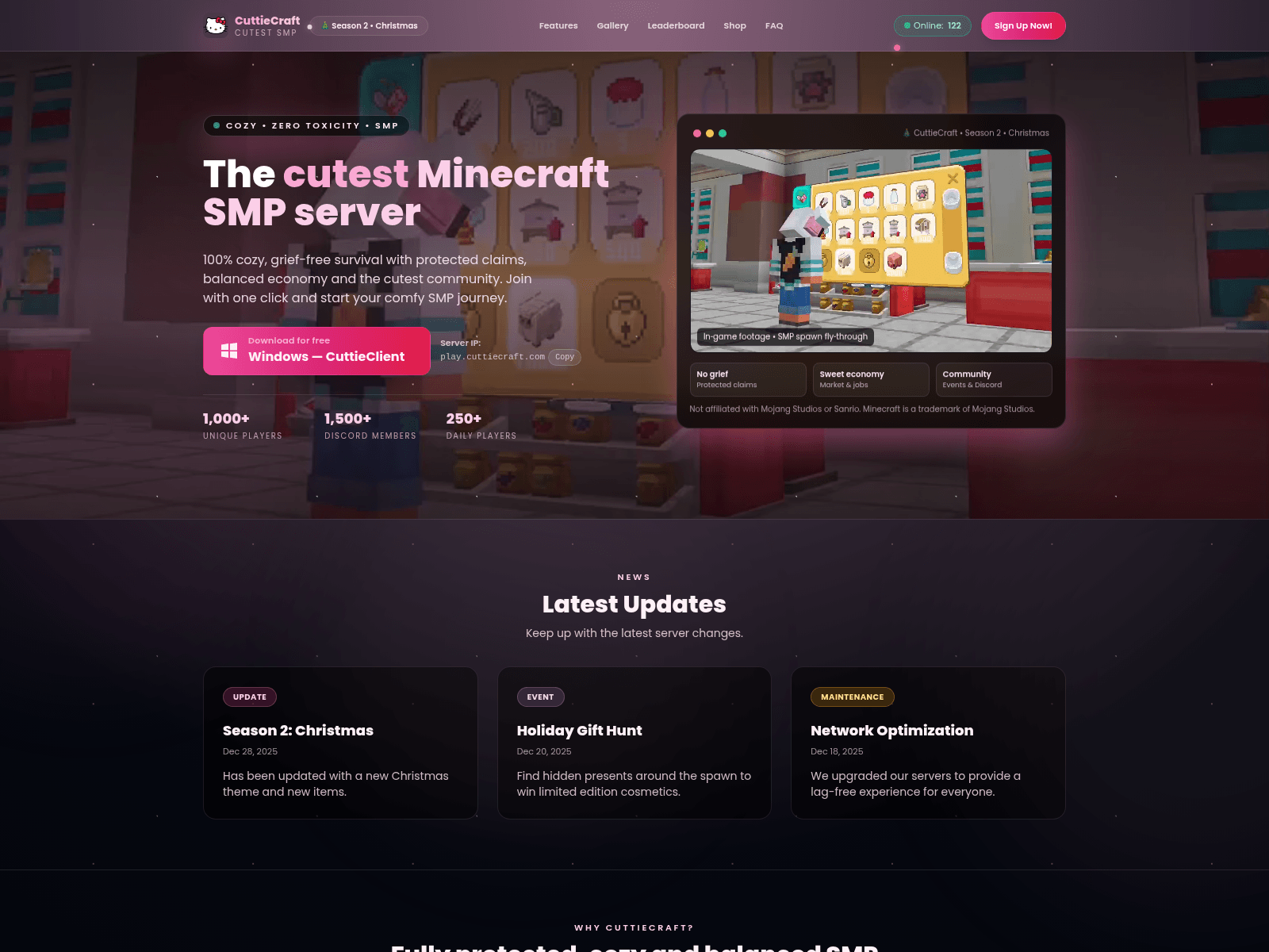 Screenshot of cuttiecraft.com