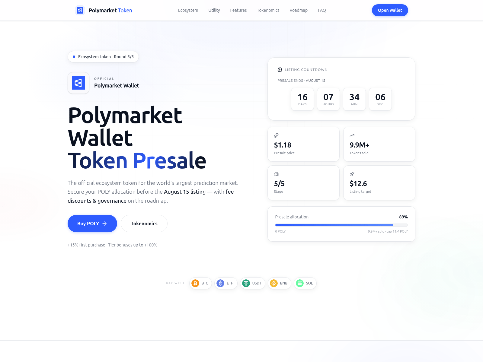 Screenshot of polymarketallocation.net