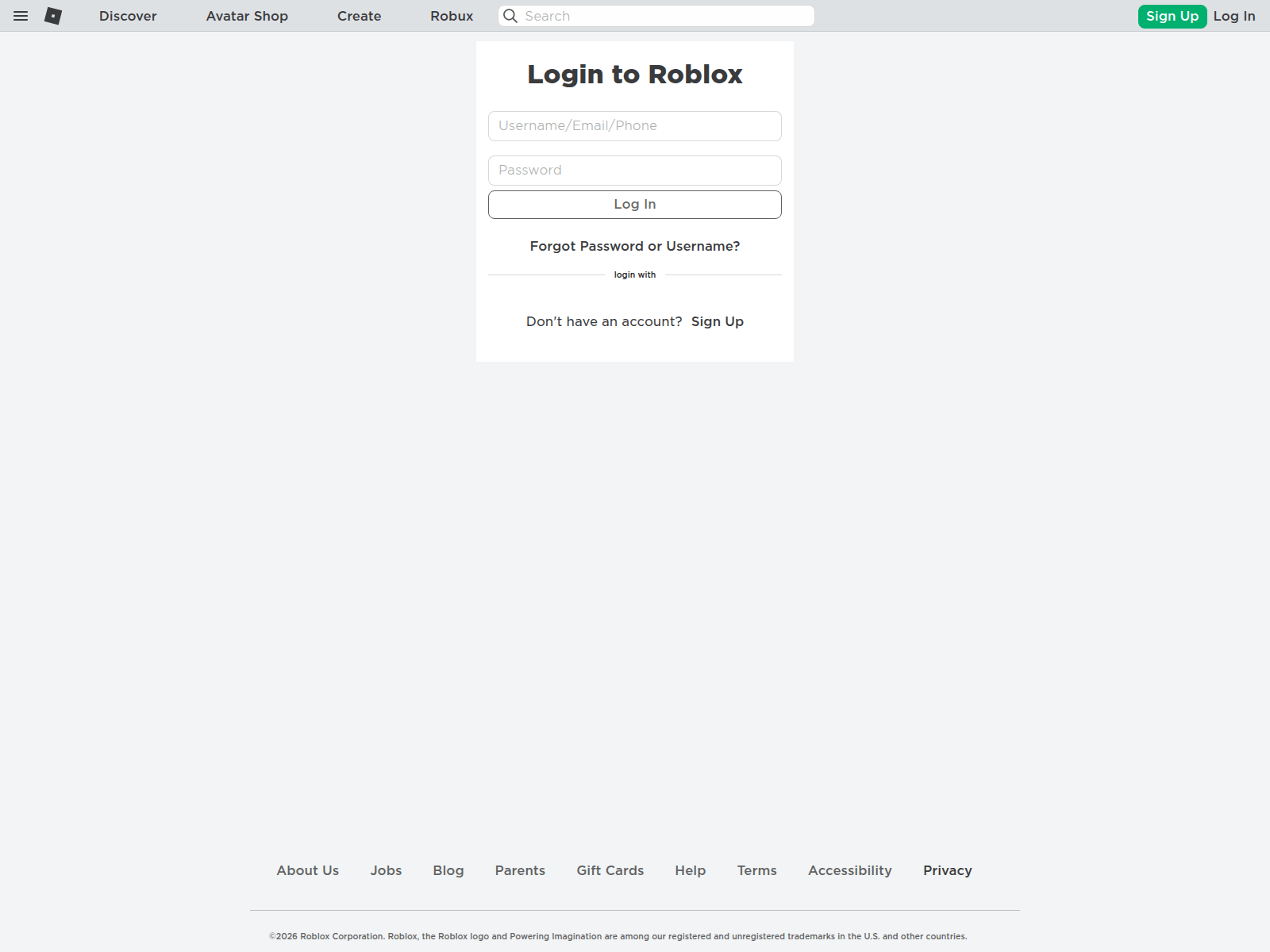 Screenshot of robl0xlogin.github.io