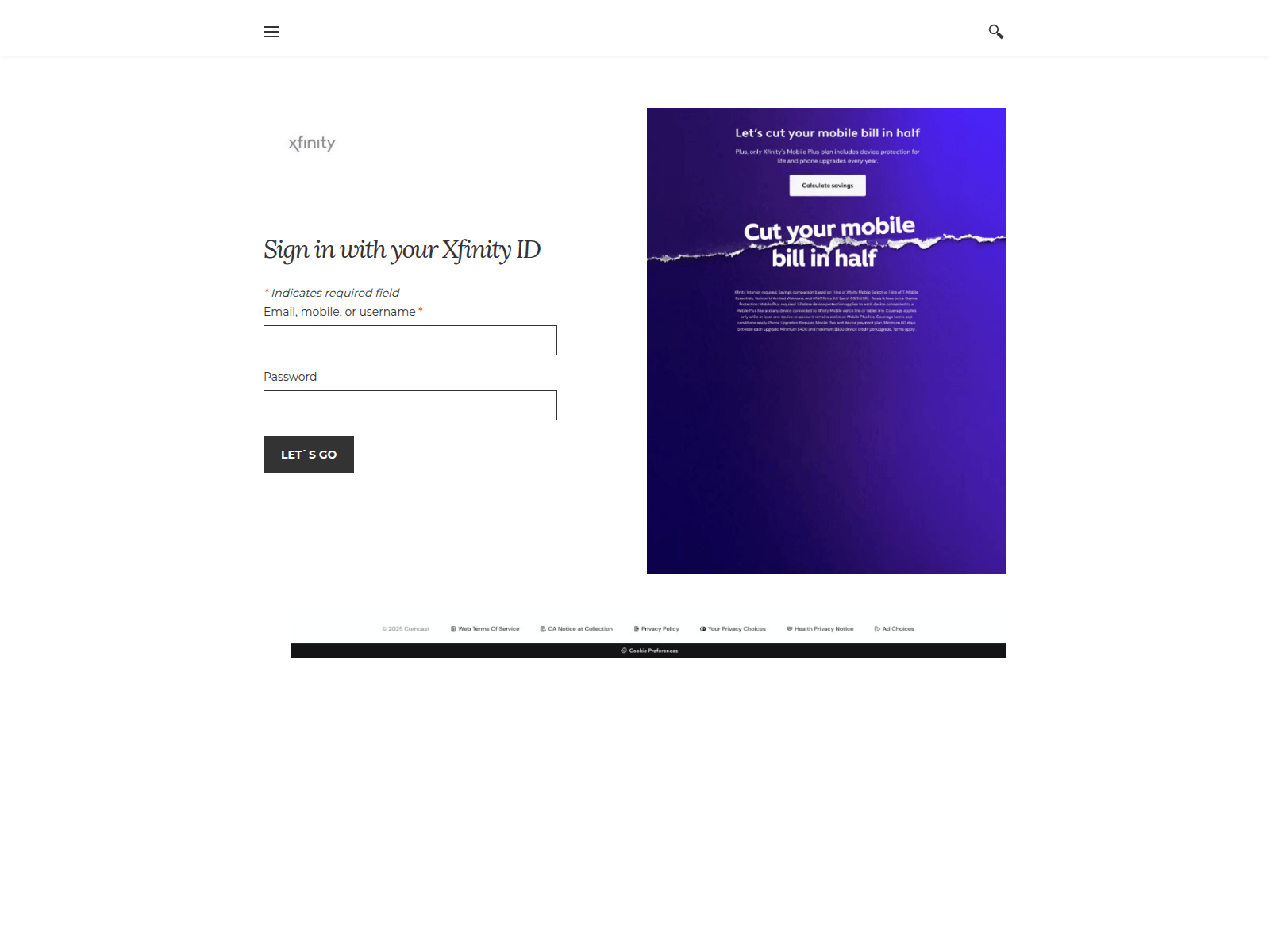 Screenshot of verifymymailxfinity.weebly.com