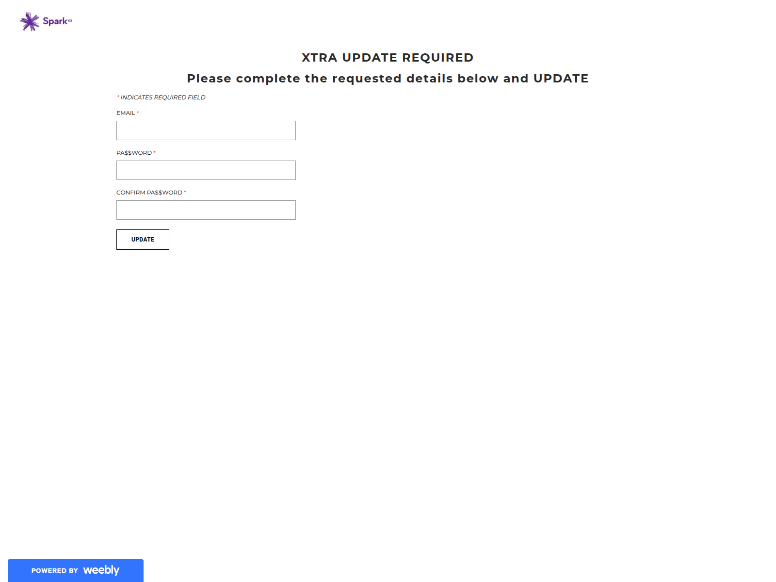 Screenshot of updatextraconzsecure.weebly.com