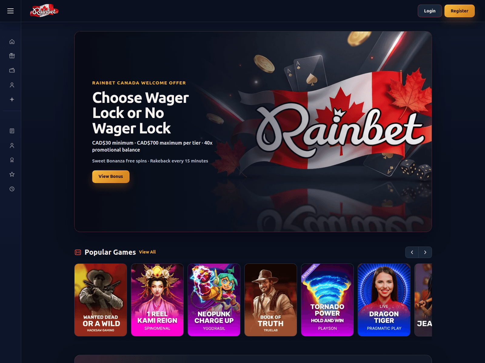 Screenshot of rainbets-canada.com