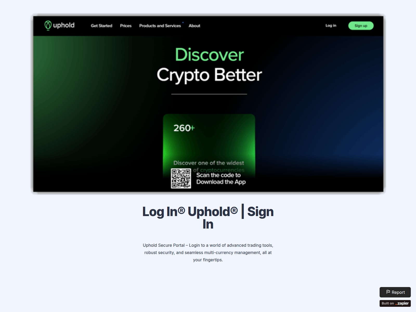 Screenshot of app-uphlood.zapier.app