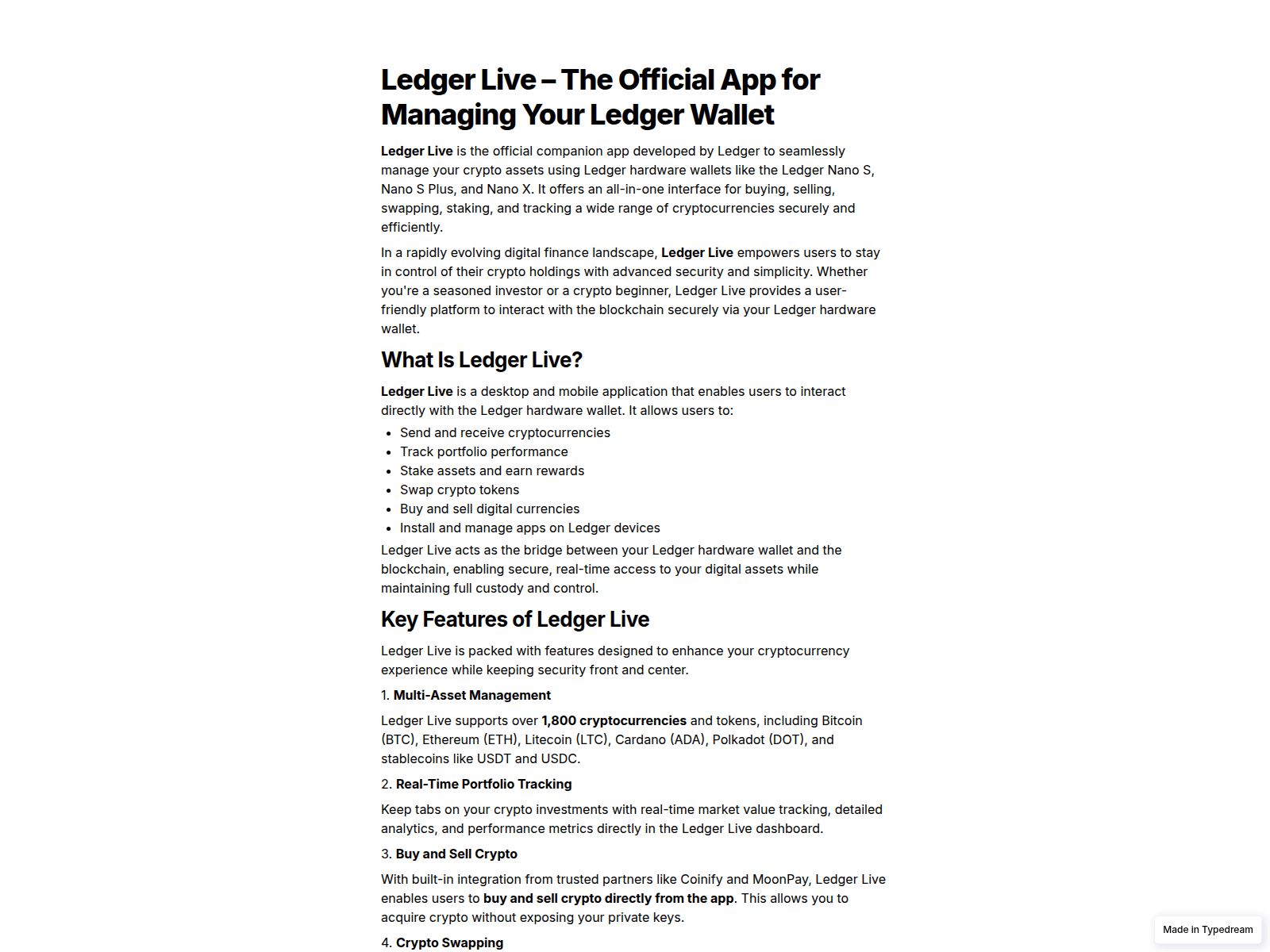 Screenshot of ledglive-m-auth.typedream.app