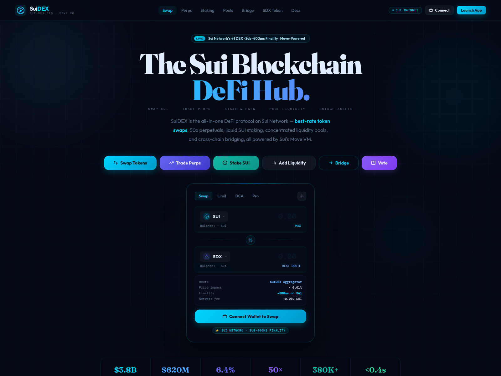 Screenshot of sui-dex.xyz