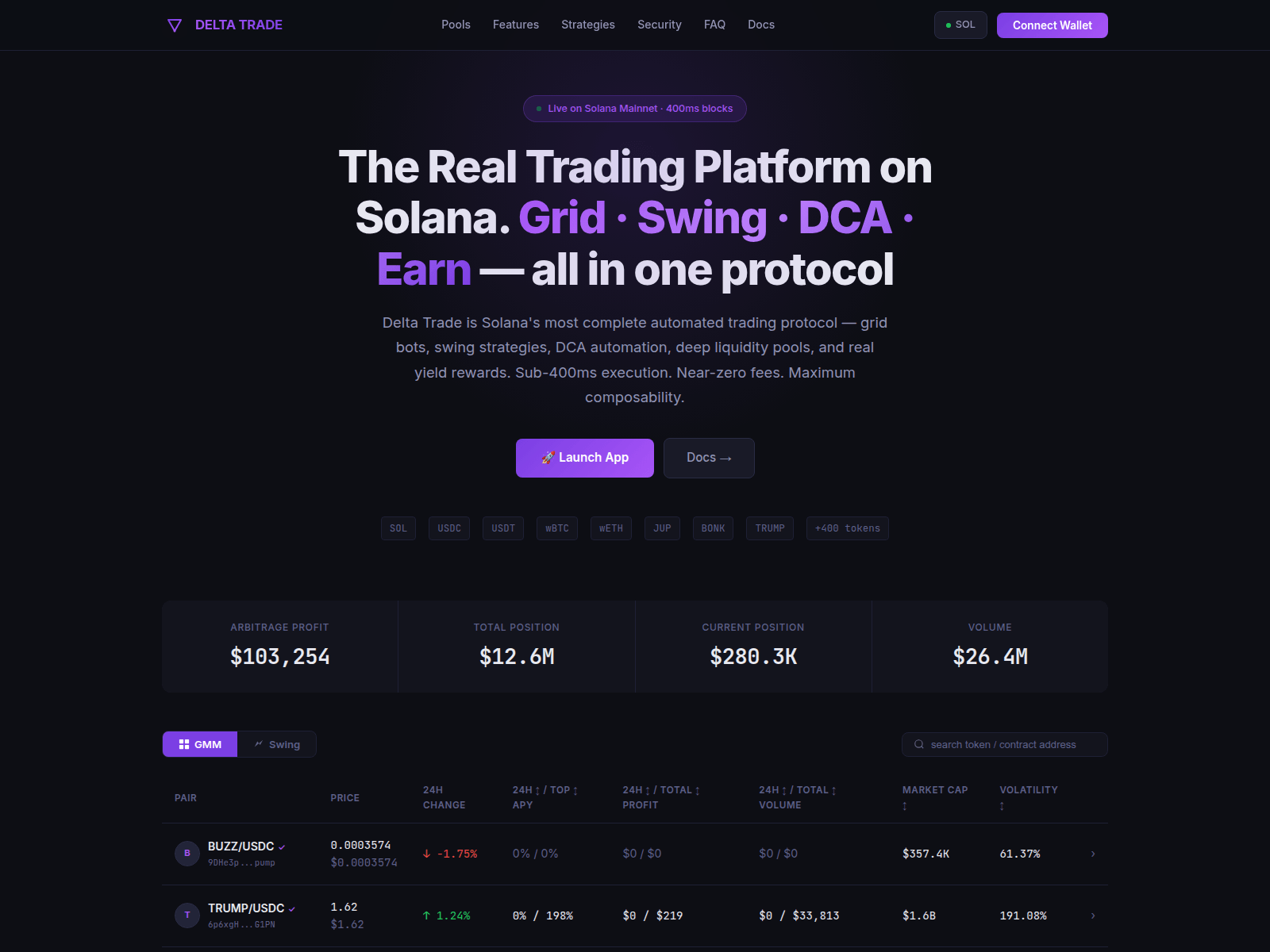 Screenshot of deltatrade-dex.com