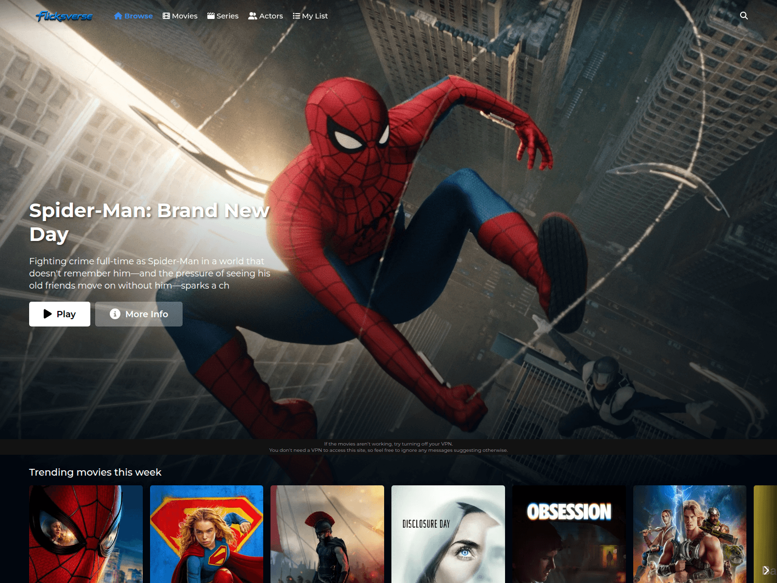 Screenshot of flicksverse.net