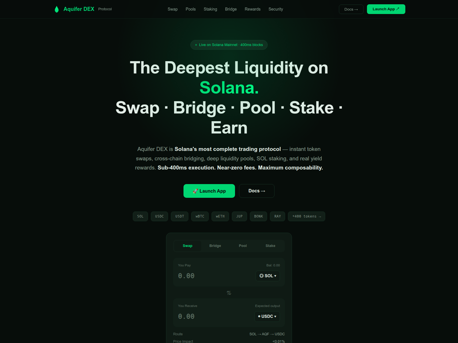 Screenshot of aquifer-dex.com