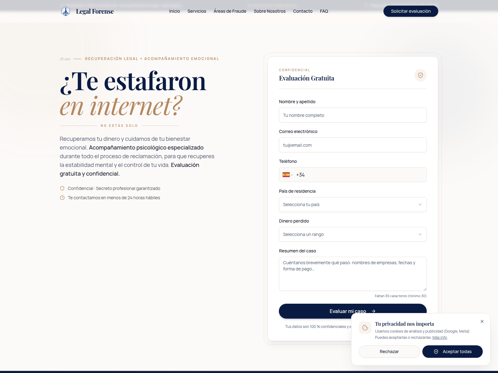 Screenshot of legalforense-es.com