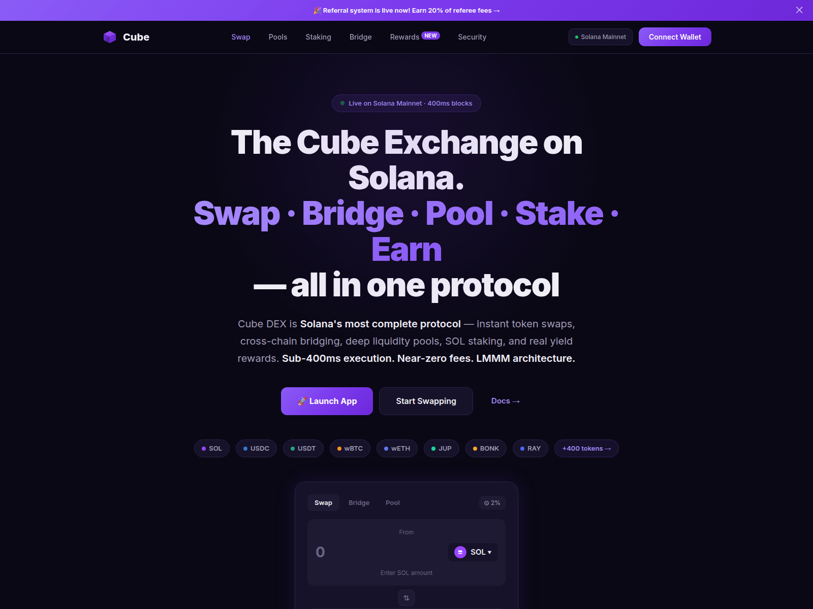 Screenshot of cube-dex.com