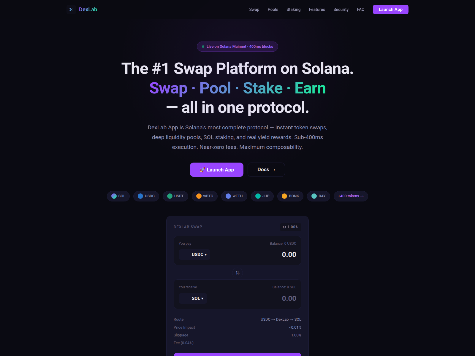 Screenshot of dexlab-dex.com