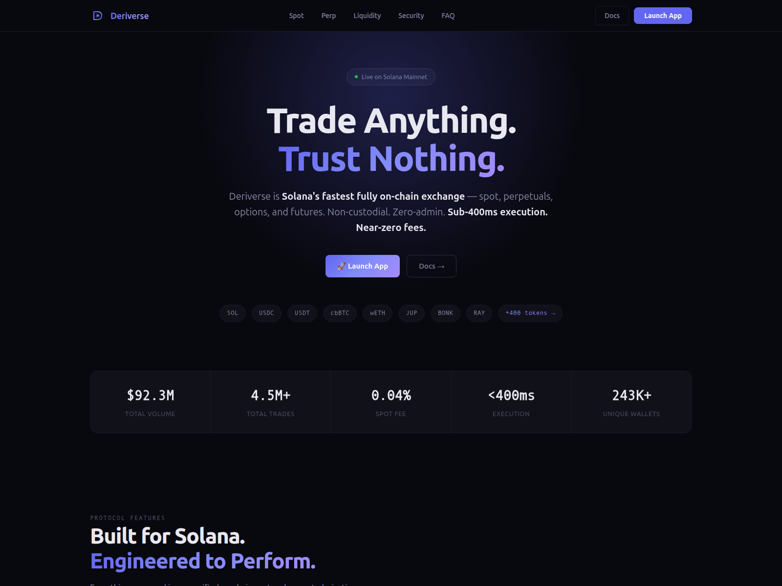Screenshot of deriverse-dex.net