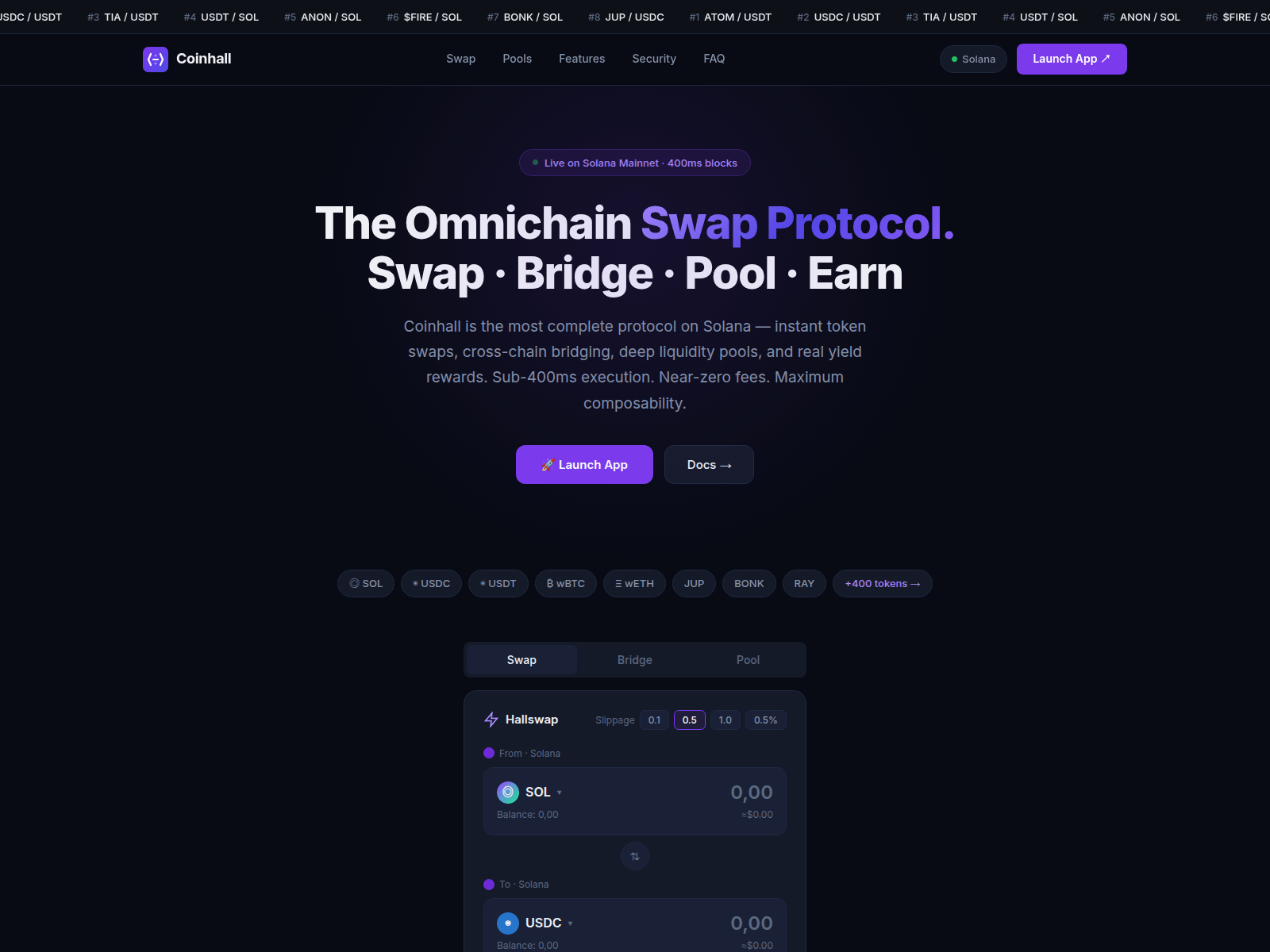 Screenshot of coinhall-dex.com
