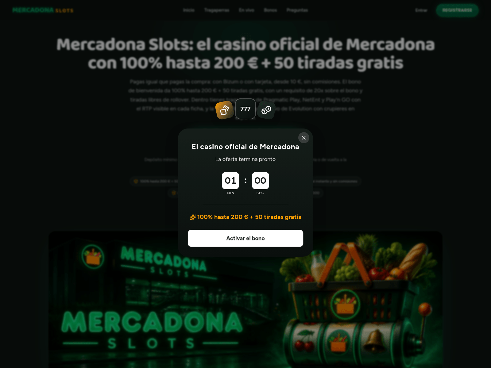 Screenshot of mercadonaslots.com