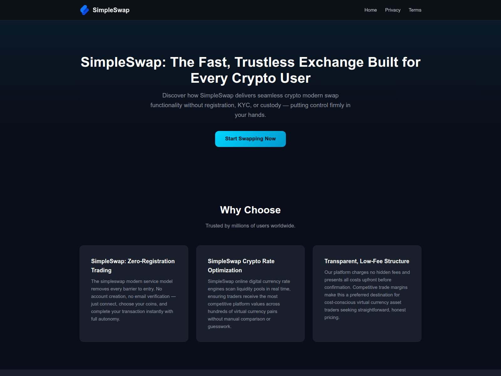 Screenshot of simpleswap.ac.nz