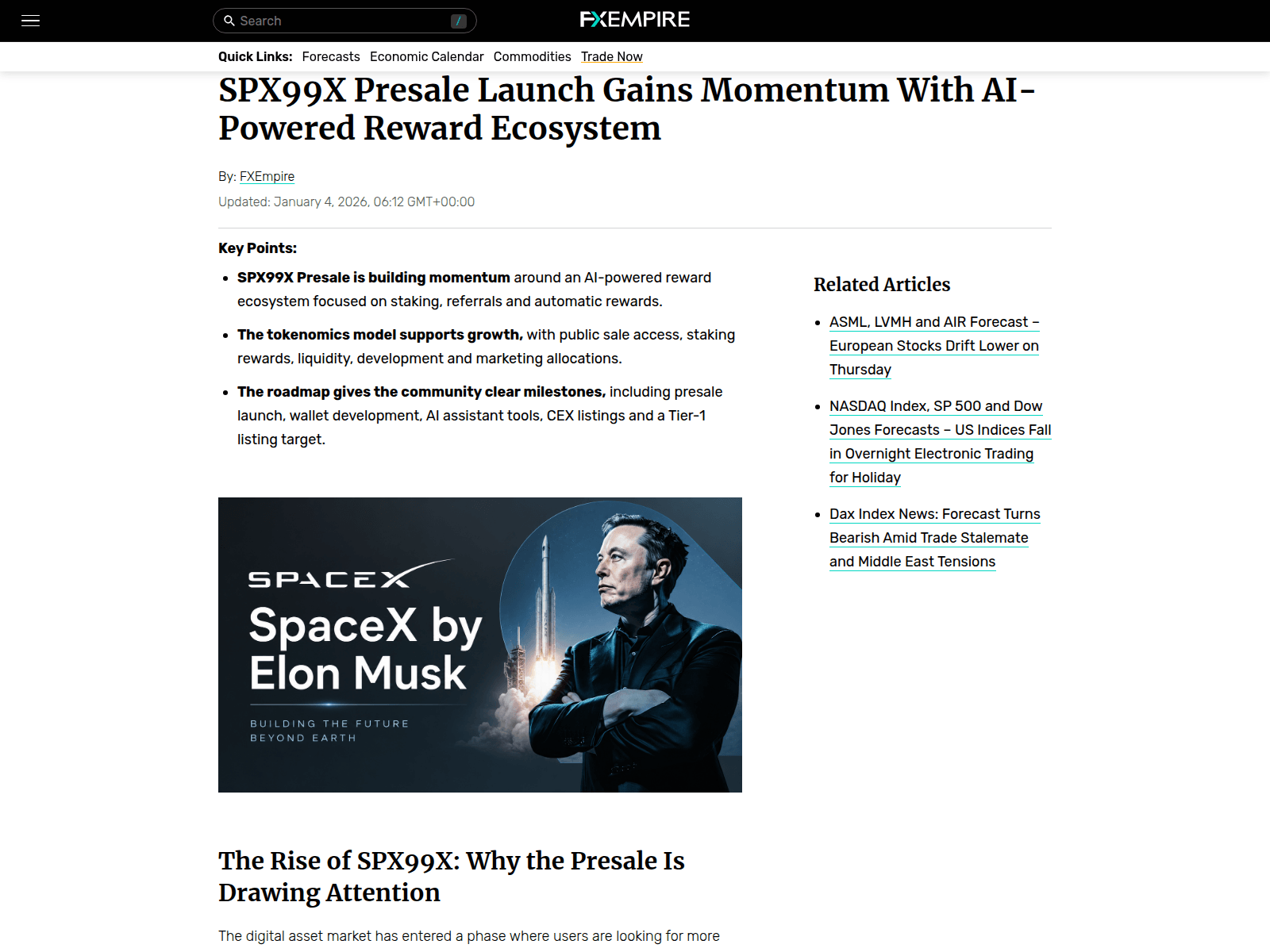Screenshot of spx99x-fxempire.com