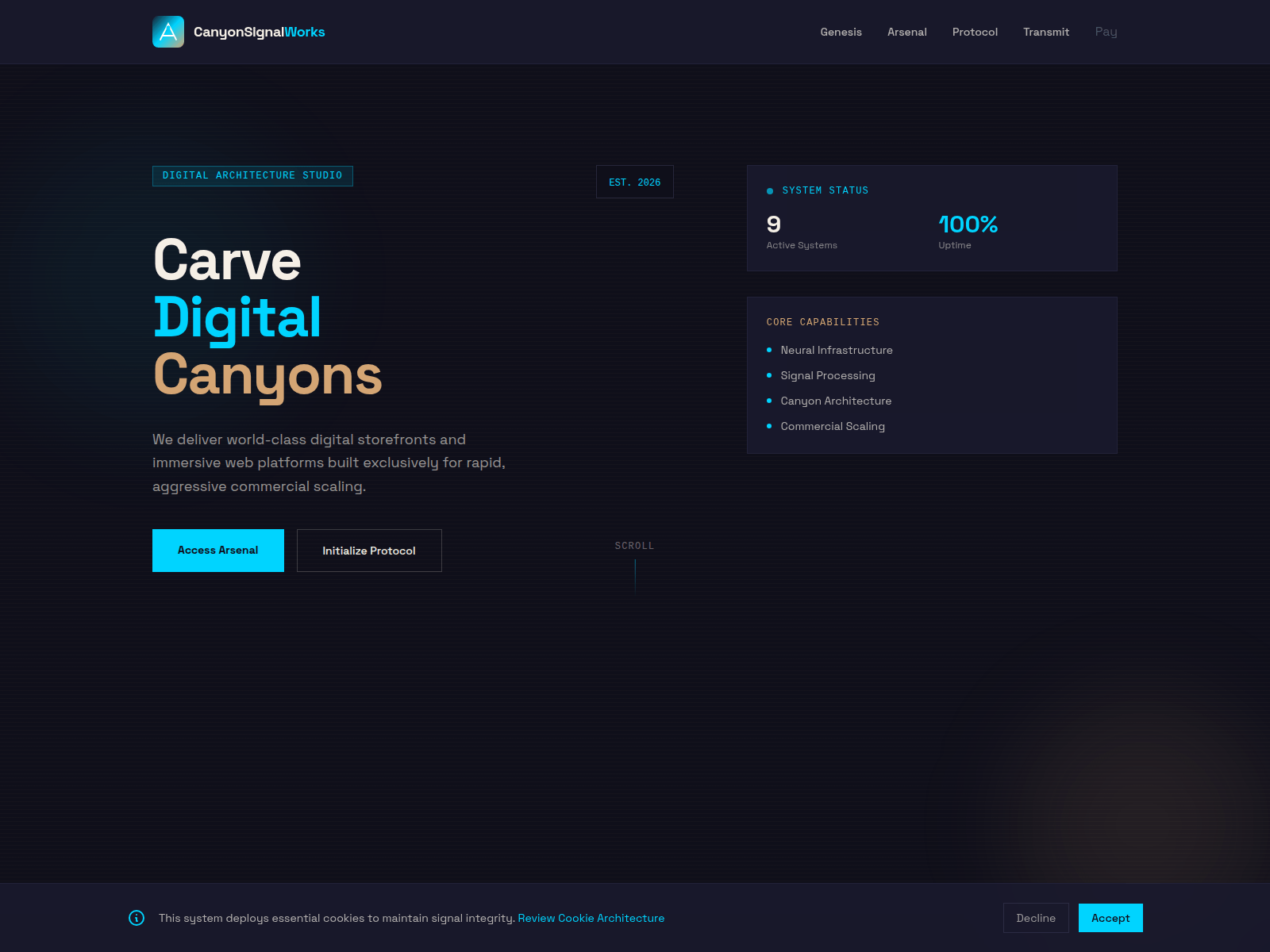Screenshot of canyonsignalworks.com