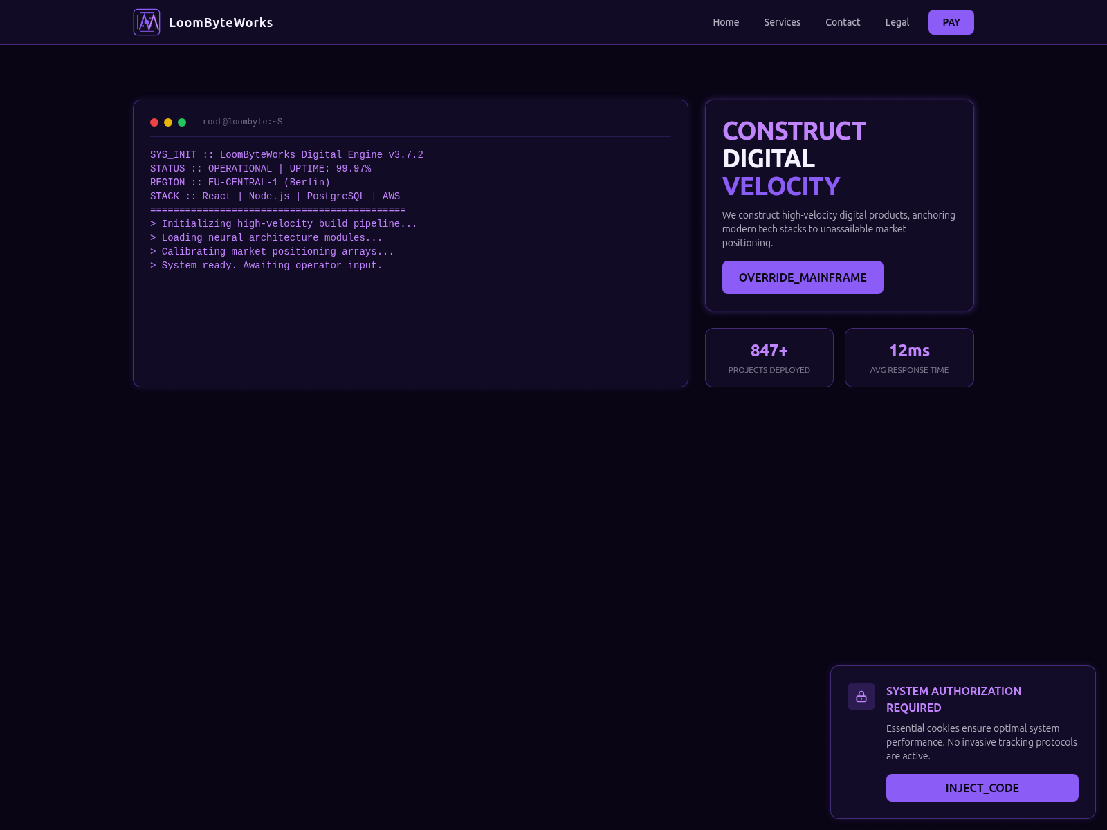 Screenshot of loombyteworks.com