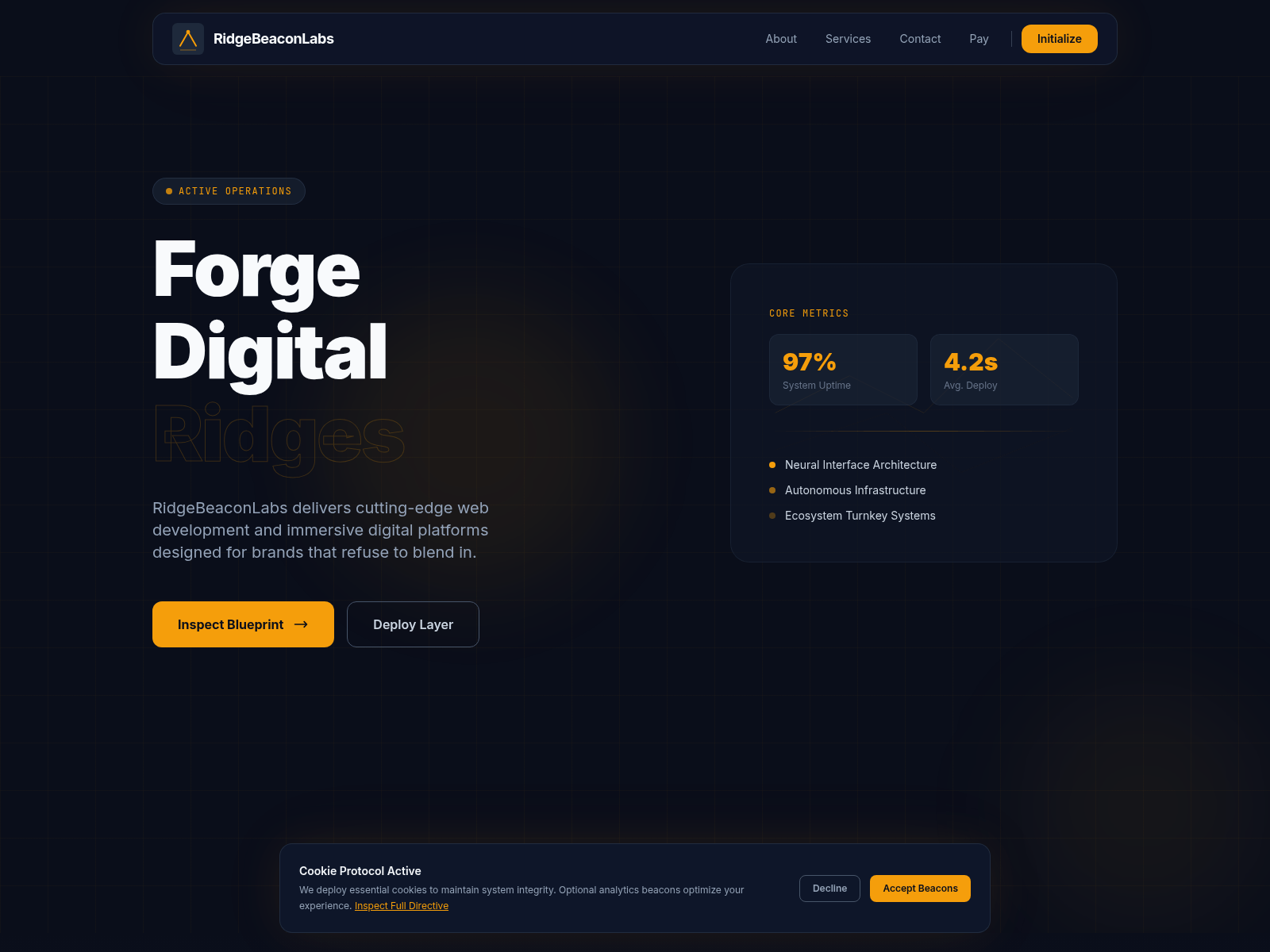 Screenshot of ridgebeaconlabs.com