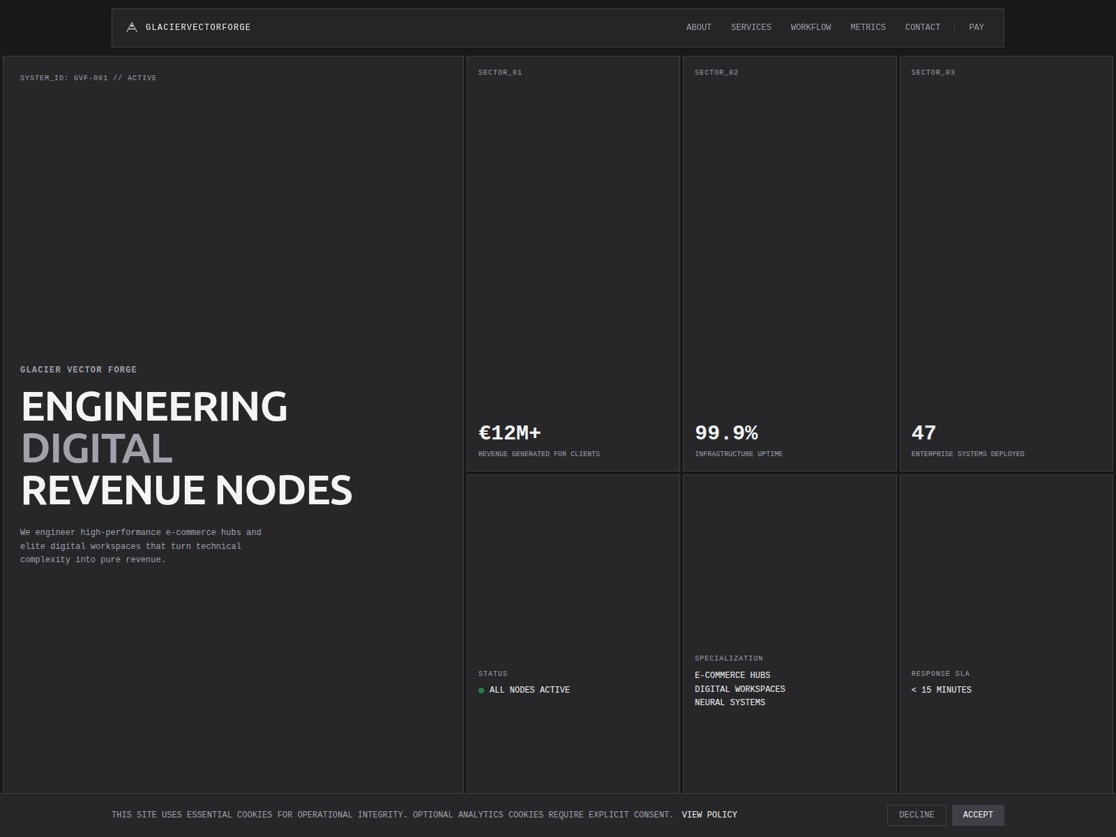 Screenshot of glaciervectorforge.com