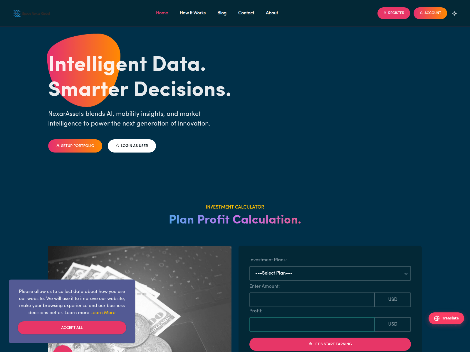 Screenshot of spacenexarglobal.com