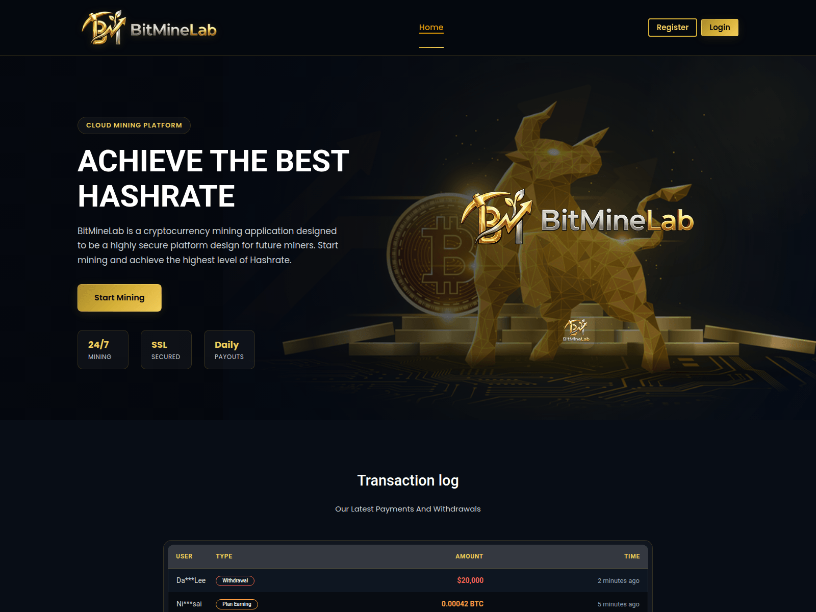Screenshot of bitminelabpro.com