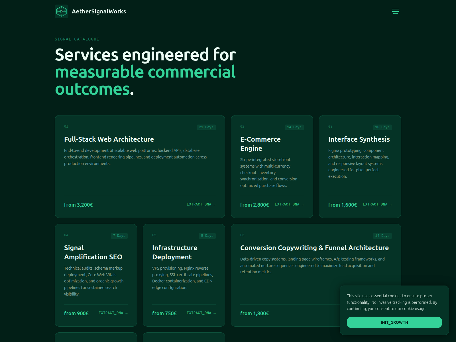 Screenshot of aethersignalworks.com