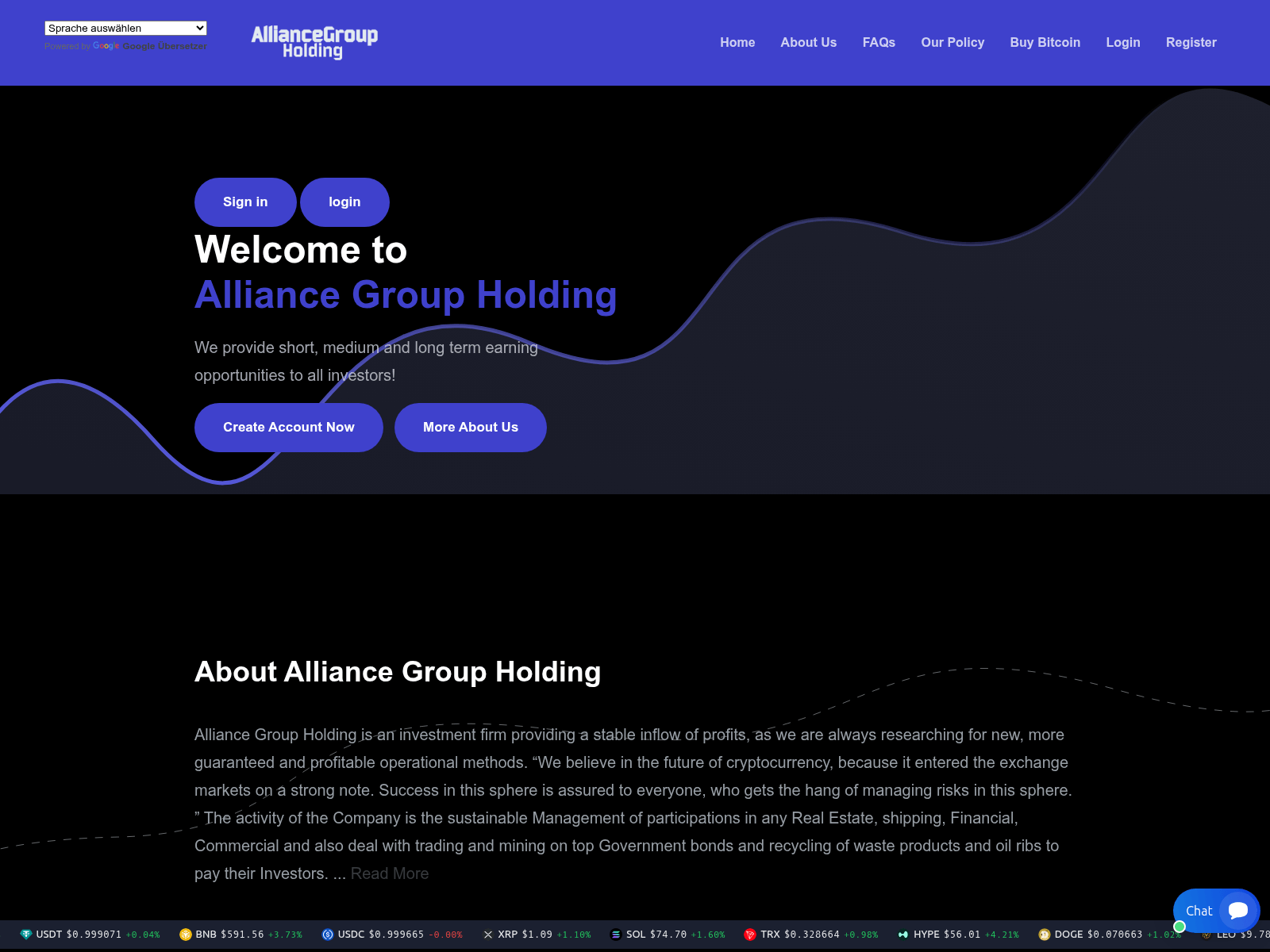 Screenshot of alliancgroupholding.com
