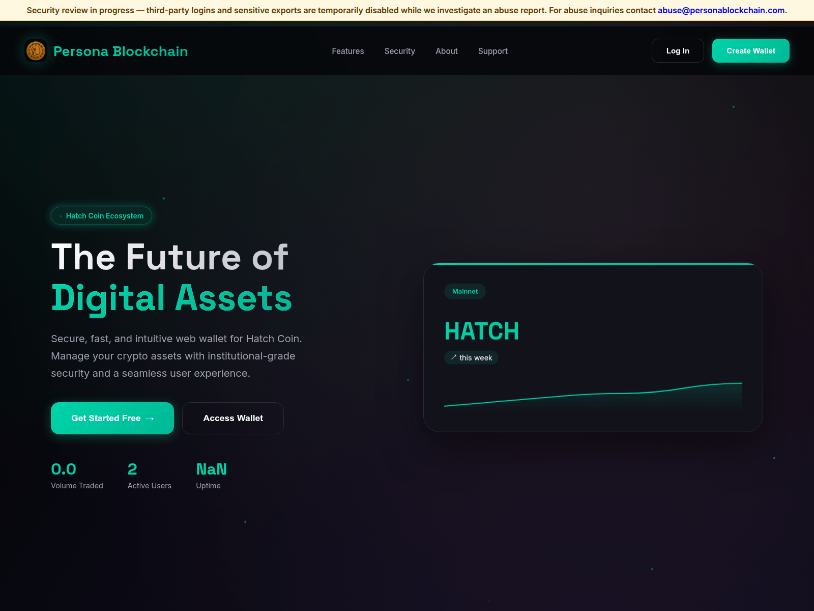 Screenshot von wallet.personablockchain.com