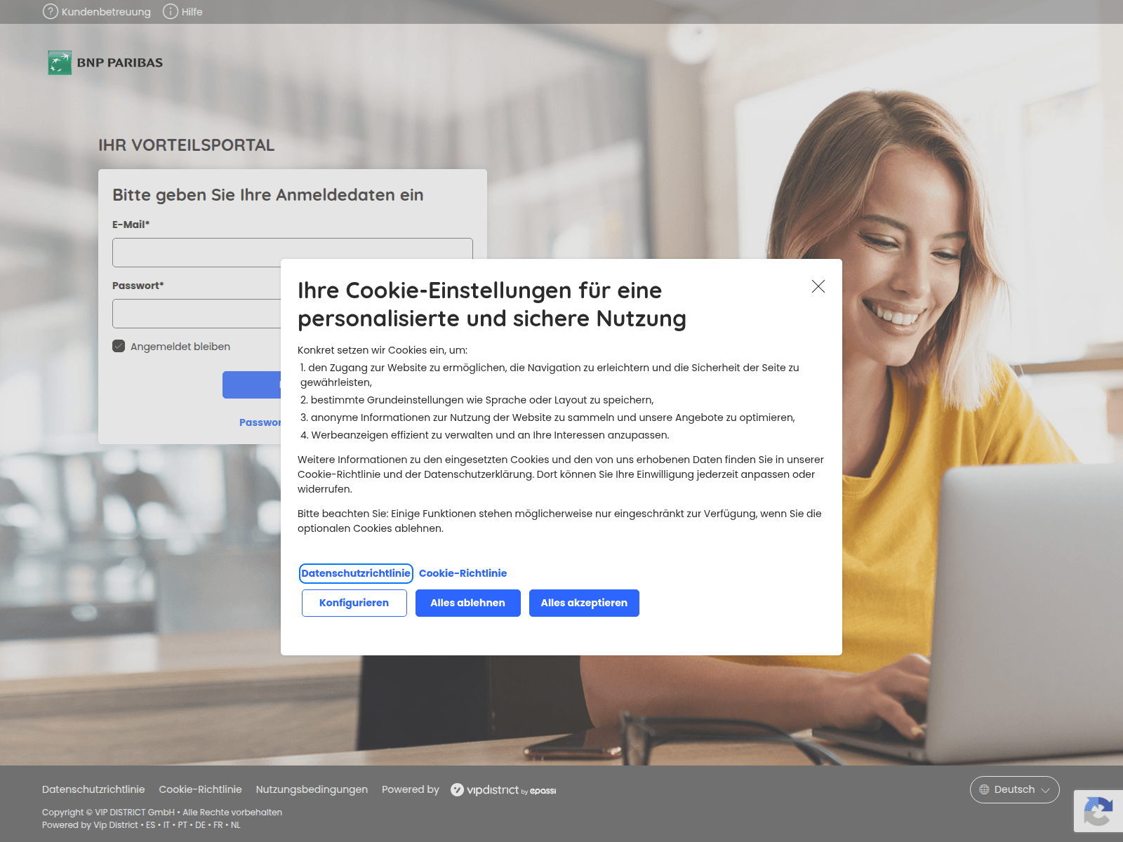Screenshot of bnpparibas.mitarbeitervorteile.de