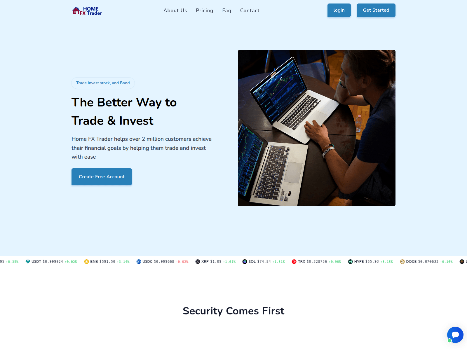 Ảnh chụp màn hình của homefxtrader.net