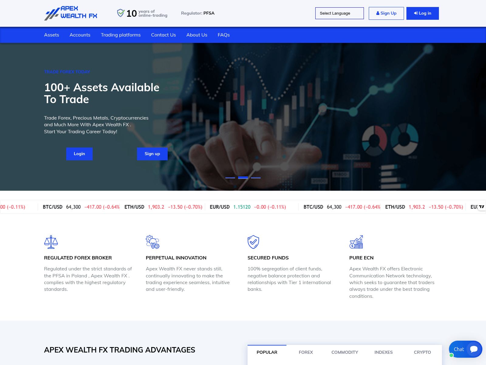 Ảnh chụp màn hình của apexwealthfx.com