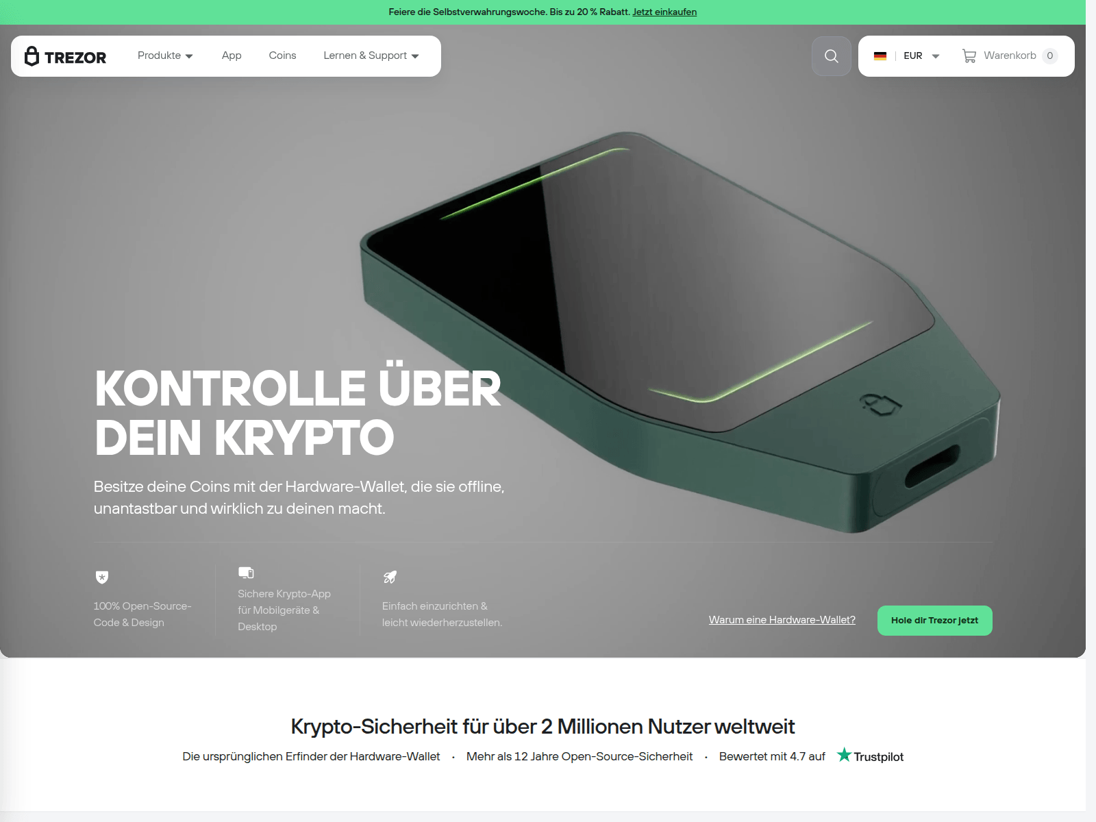 Captura de pantalla de security-trezor.io