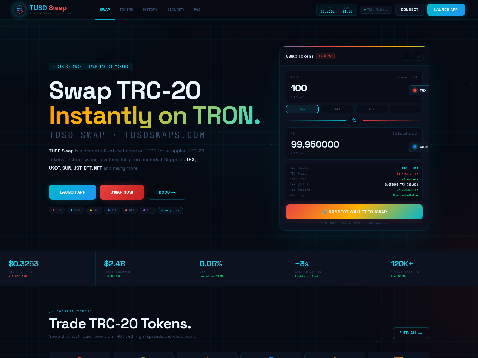 Screenshot of tusdswaps.com
