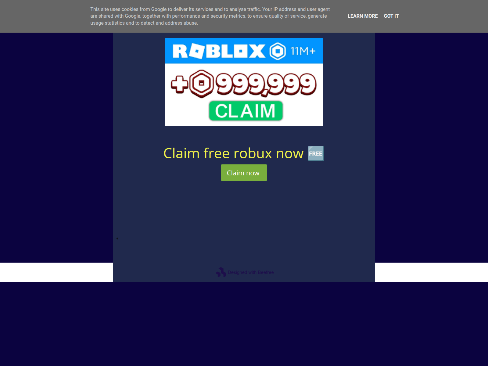 Screenshot of freerobuxwon.blogspot.com