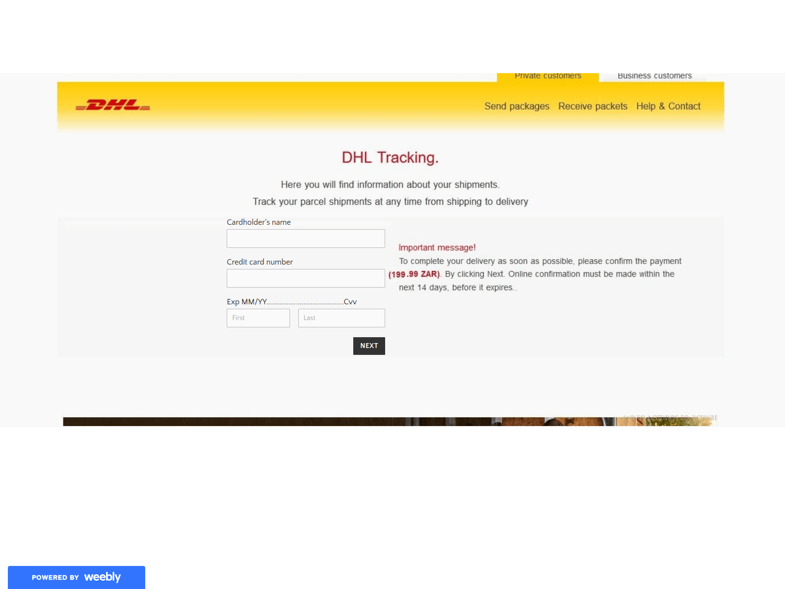 Screenshot of dhlexpress-nl-en-track-trace-sign10.weebly.com