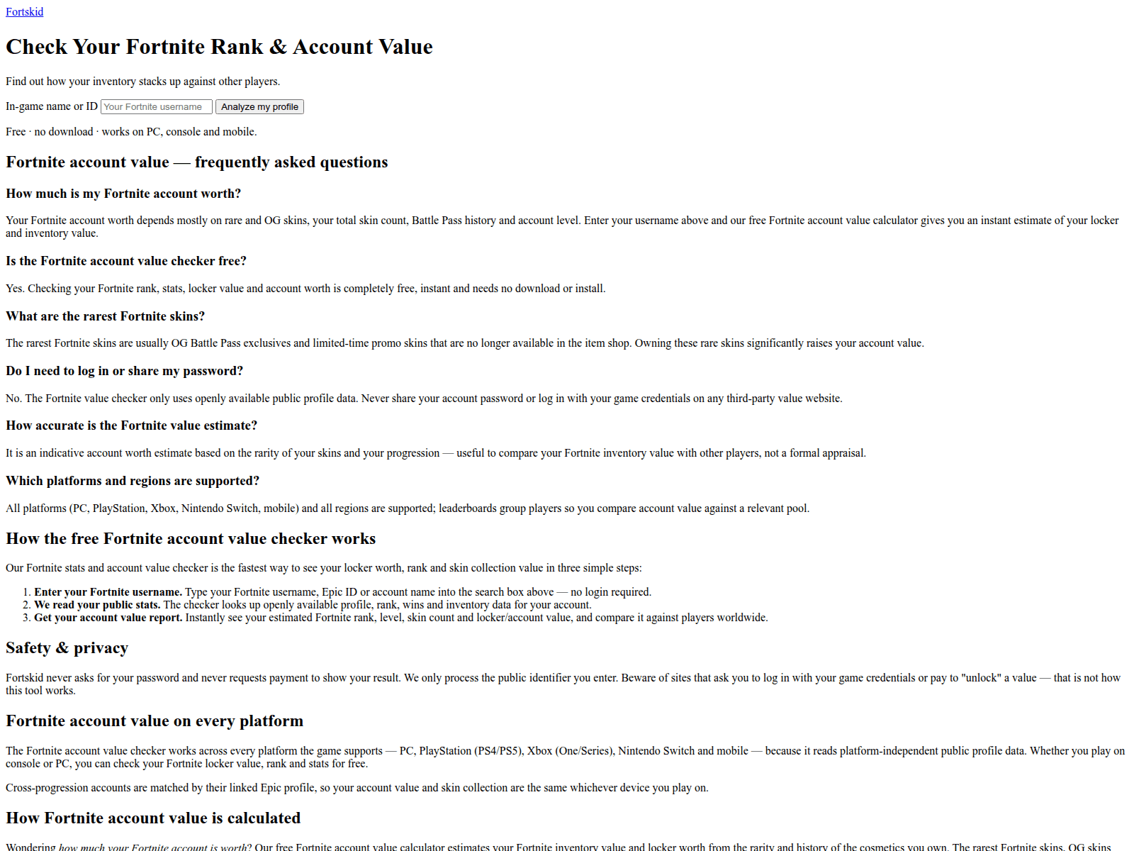 Screenshot of fortskid.com