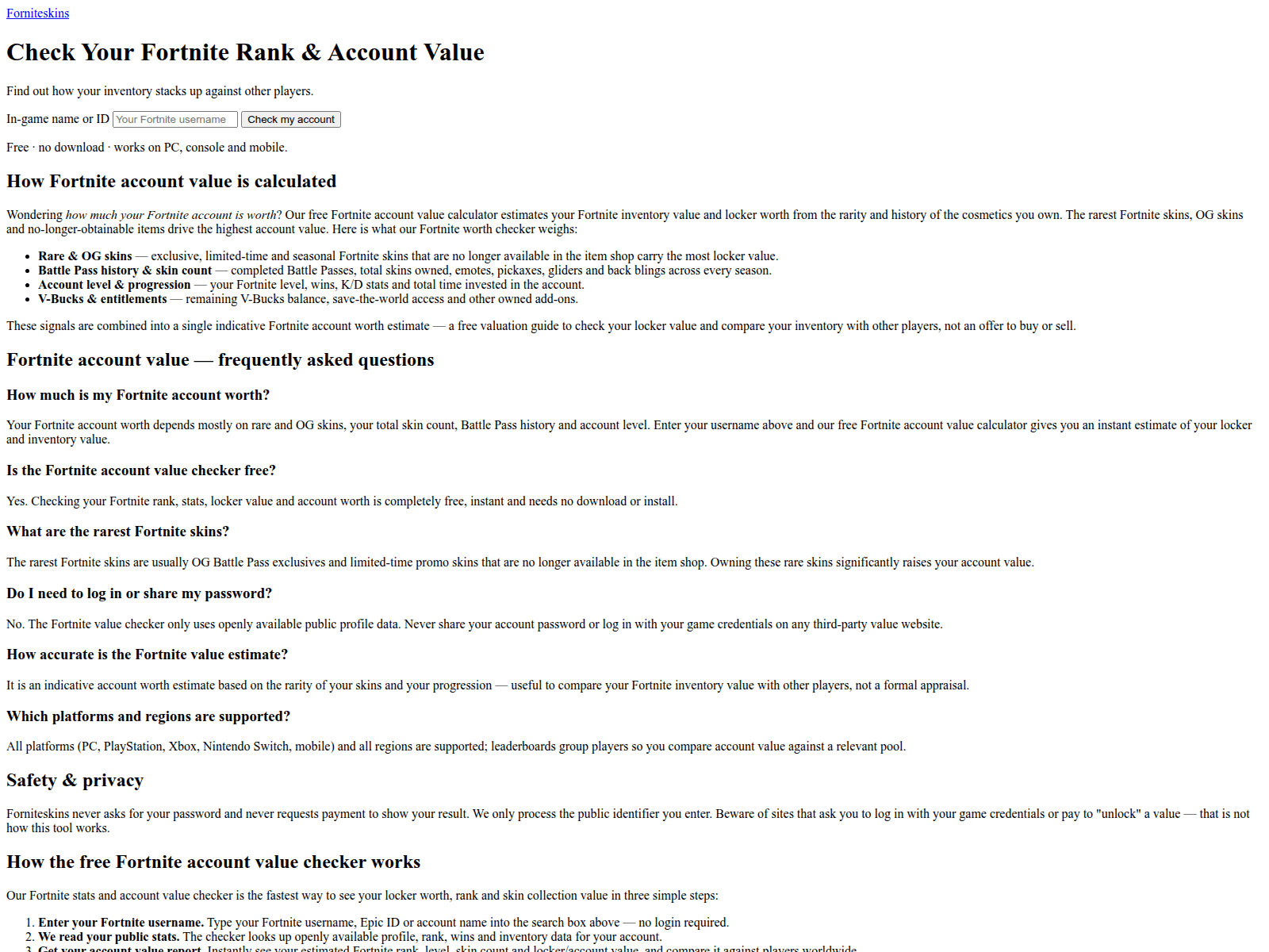 Screenshot of forniteskins.com