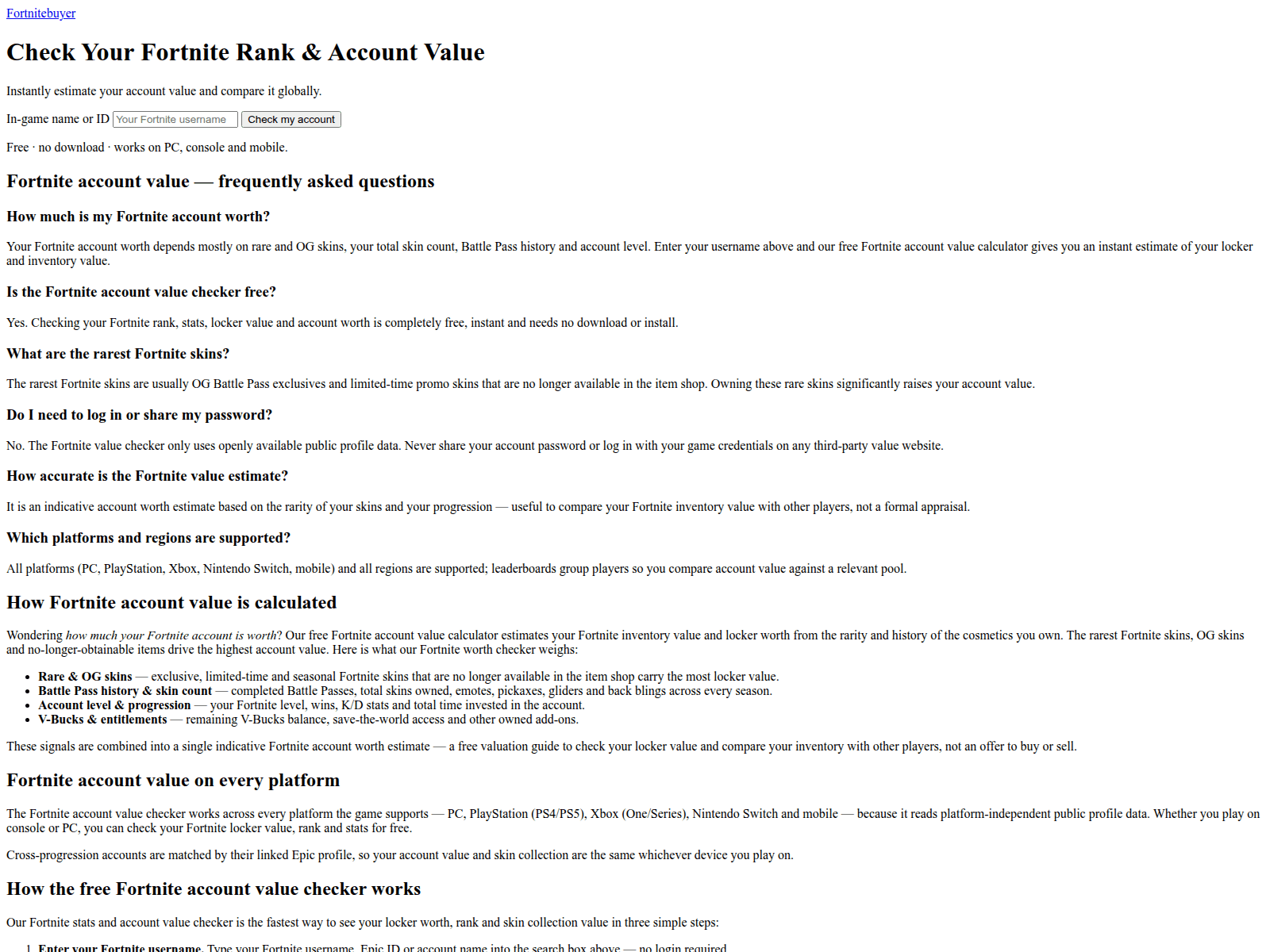Screenshot of fortnitebuyer.online