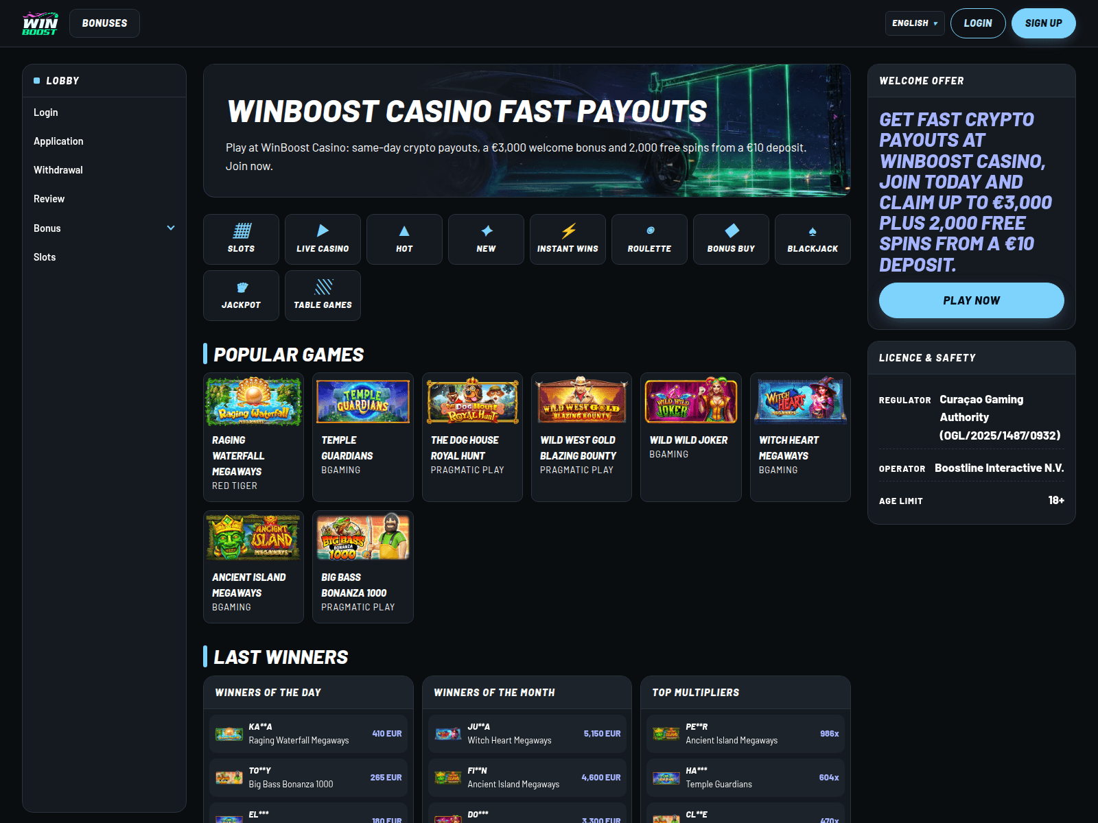 Screenshot of winboost-casino.pro