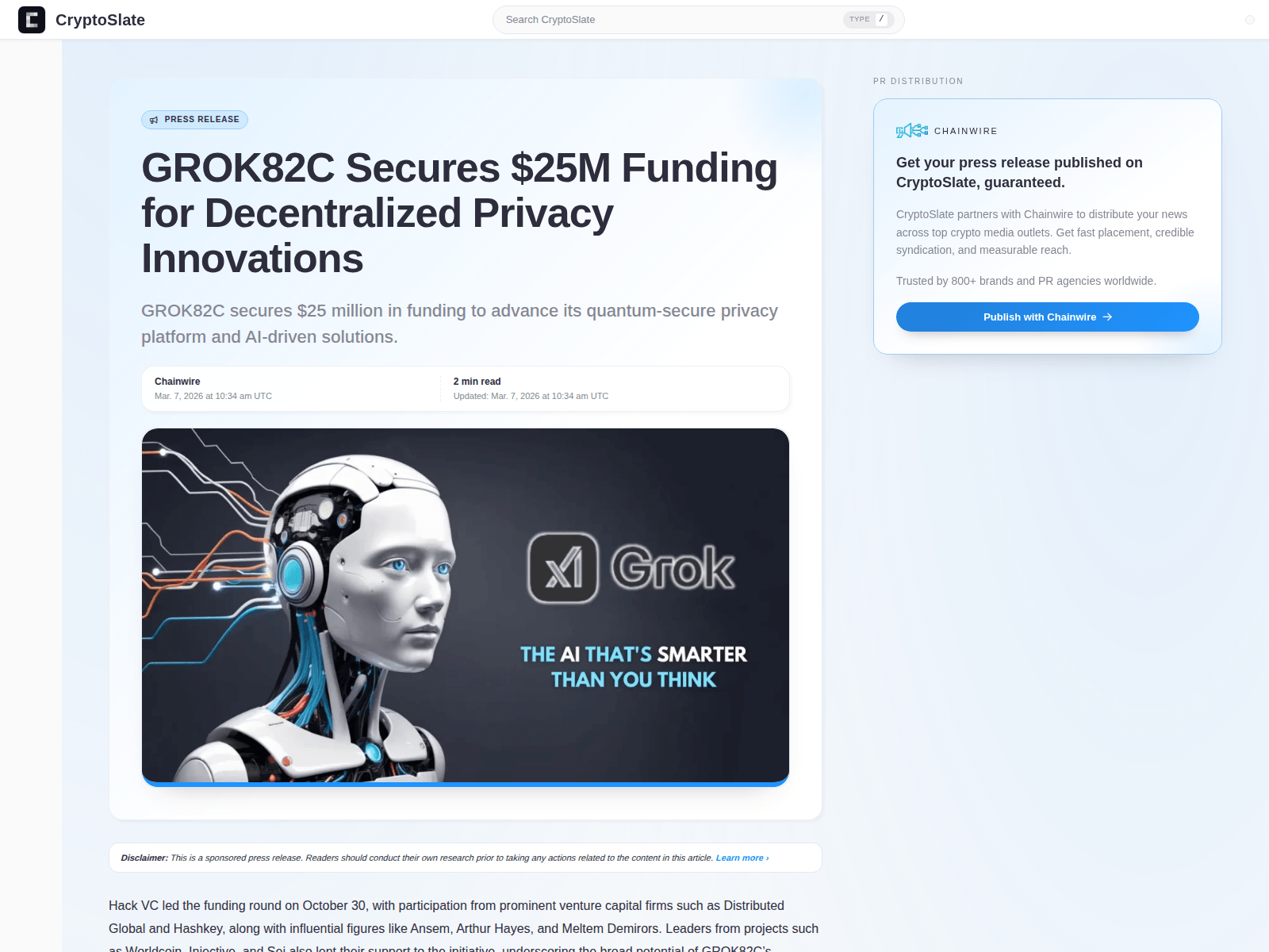 的截图 grok82c-cryptoslate.com