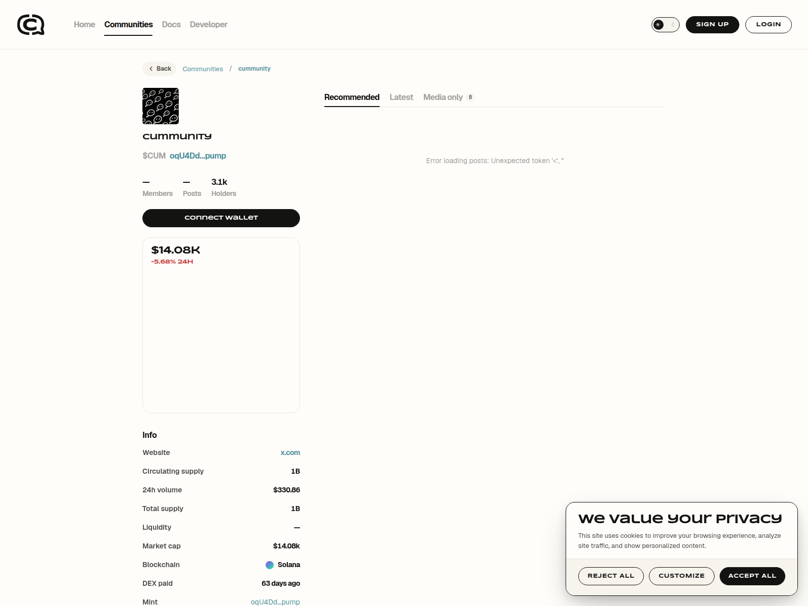 Screenshot of coincomms.xyz